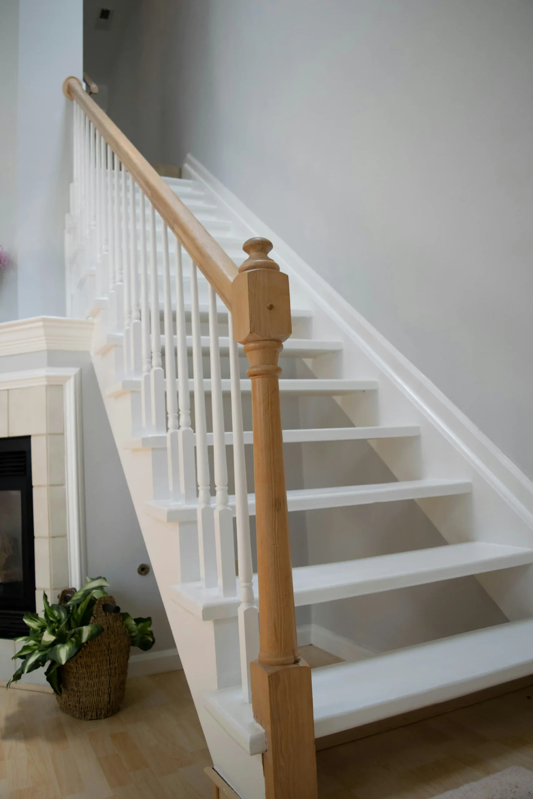 Wooden staircase with spindles and handrail, carpentry in Essex